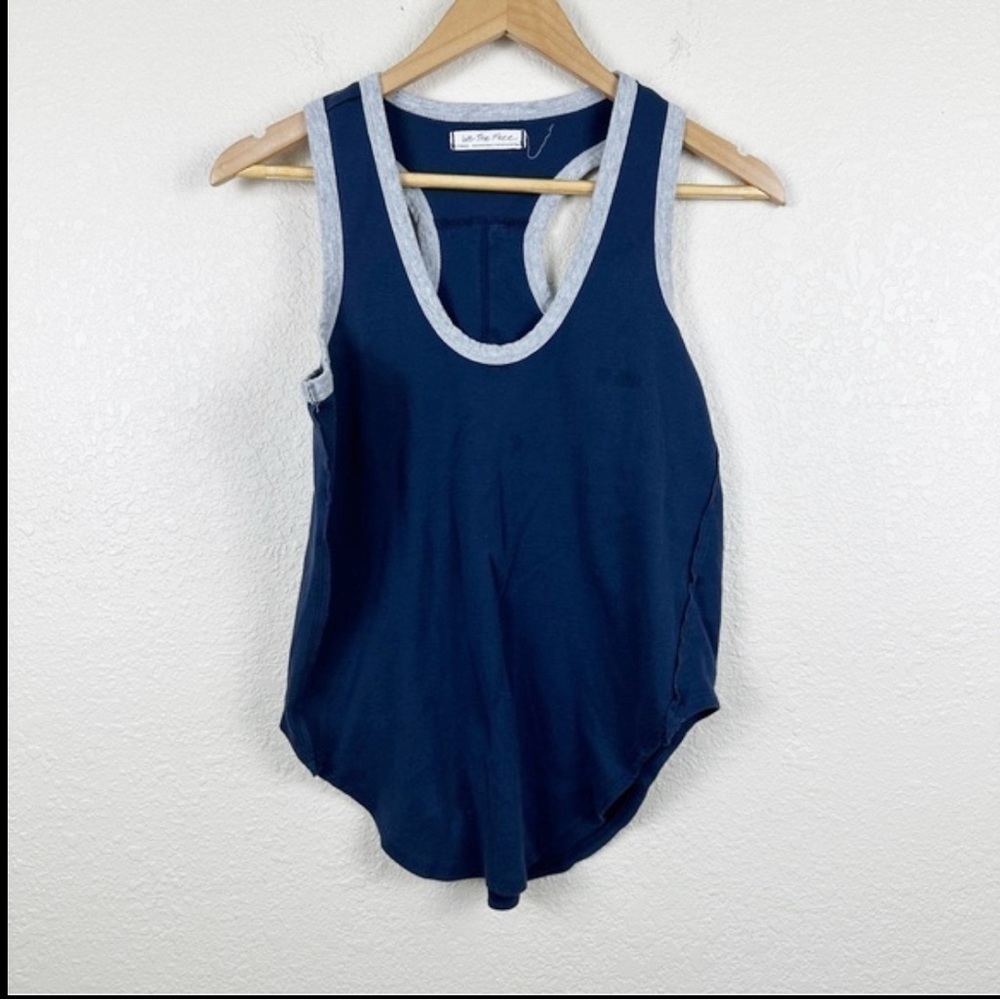 Free People We The Free Regi Navy and Gray Scoop Neck Tank Size X-Small